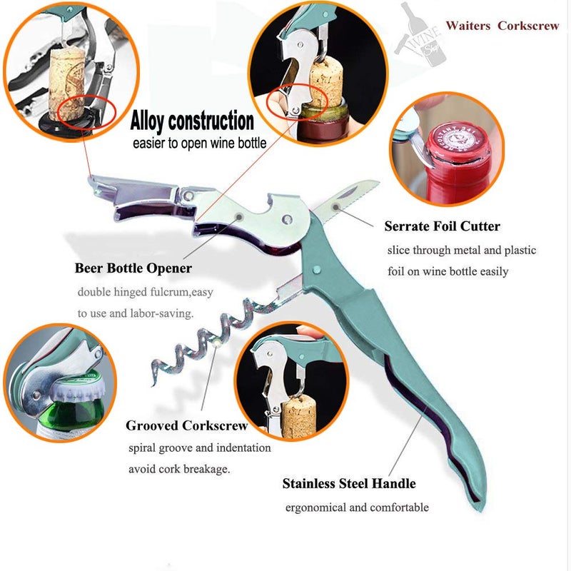 Kit-Home Professional Waiter Corkscrew Wine Openers Set, Heavy Duty Stainless Steel Hinges Wine Key for Restaurant Waiters, Sommelier, Bartenders - Image 2